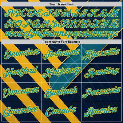 Custom Blue Teal-Yellow 3D Pattern Design Brazil Geometric Shape Sportswear Performance T-Shirt