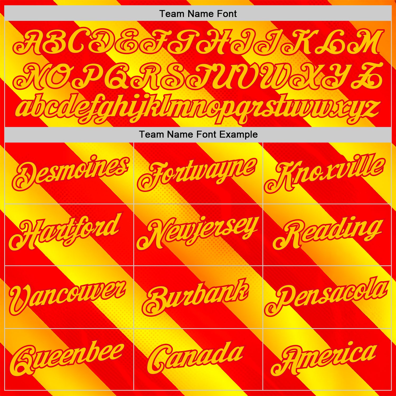 Custom Red Yellow-Fire Red 3D Pattern Design Spain Stripe Sportswear Performance T-Shirt