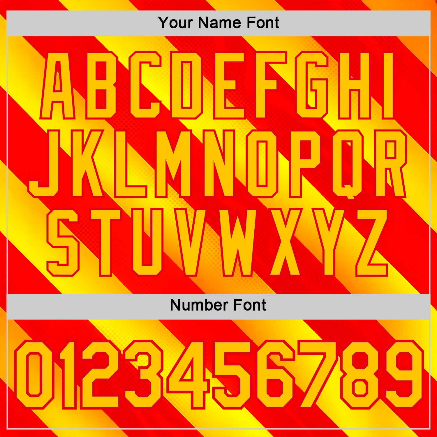 Custom Red Yellow-Fire Red 3D Pattern Design Spain Stripe Sportswear Performance T-Shirt