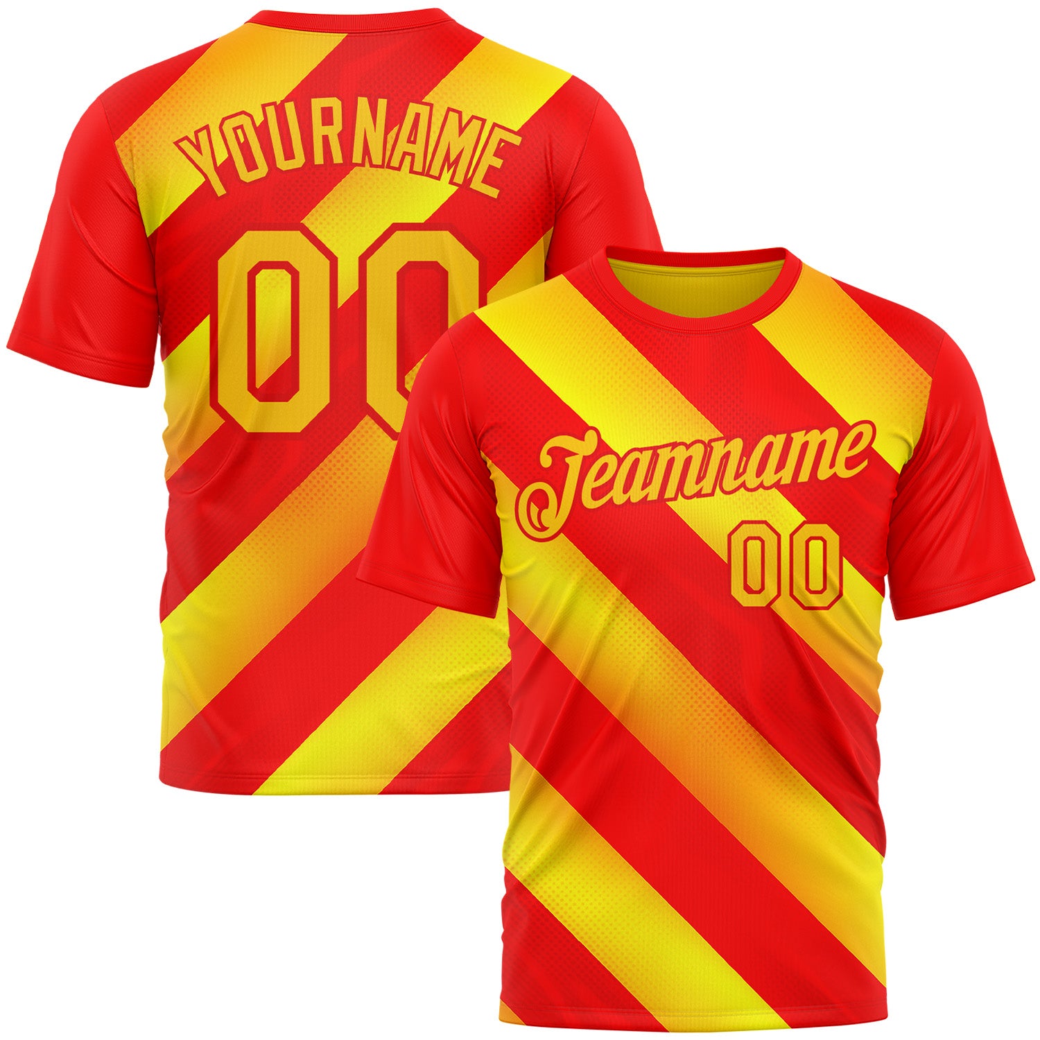 Custom Red Yellow-Fire Red 3D Pattern Design Spain Stripe Sportswear Performance T-Shirt