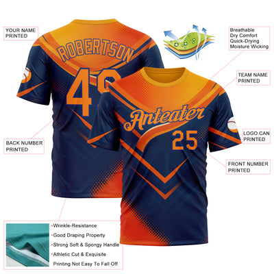 Custom Yellow Bay Orange Blue-Royal 3D Pattern Design Neon Arrow Sportswear Performance T-Shirt