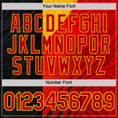 Custom Red Black-Yellow 3D Pattern Design Germany Sportswear Performance T-Shirt