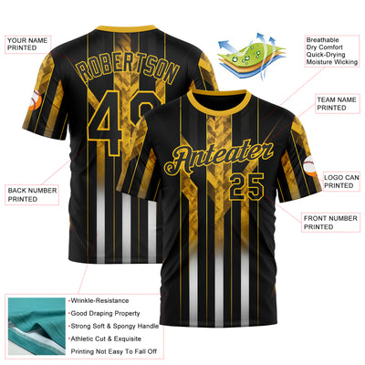 Custom Black Yellow 3D Pattern Design Germany Stripe Sportswear Performance T-Shirt