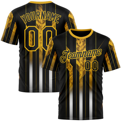 Custom Black Yellow 3D Pattern Design Germany Stripe Sportswear Performance T-Shirt