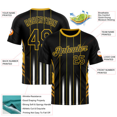 Custom Black Yellow 3D Pattern Design Germany Stripe Sportswear Performance T-Shirt
