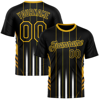 Custom Black Yellow 3D Pattern Design Germany Stripe Sportswear Performance T-Shirt