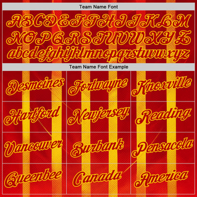 Custom Red Yellow 3D Pattern Design Spain Stripe Sportswear Performance T-Shirt
