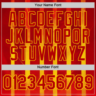 Custom Red Yellow 3D Pattern Design Spain Stripe Sportswear Performance T-Shirt