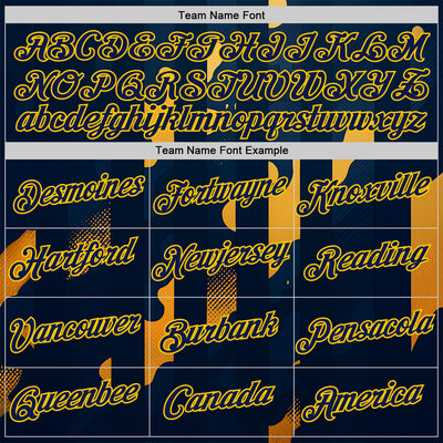 Custom Blue Navy-Yellow 3D Pattern Design Geometric Shape Stripe Sportswear Performance T-Shirt