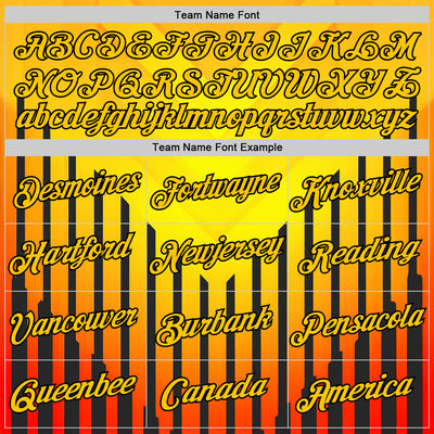 Custom Yellow Red-Black 3D Pattern Design Gradient Geometric Shape Stripe Sportswear Performance T-Shirt