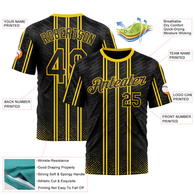 Custom Black Yellow 3D Pattern Design Germany Stripe Sportswear Performance T-Shirt