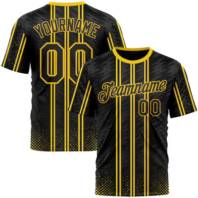 Custom Black Yellow 3D Pattern Design Germany Stripe Sportswear Performance T-Shirt