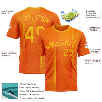 Custom Orange Yellow 3D Pattern Design Gradient Sportswear Performance T-Shirt