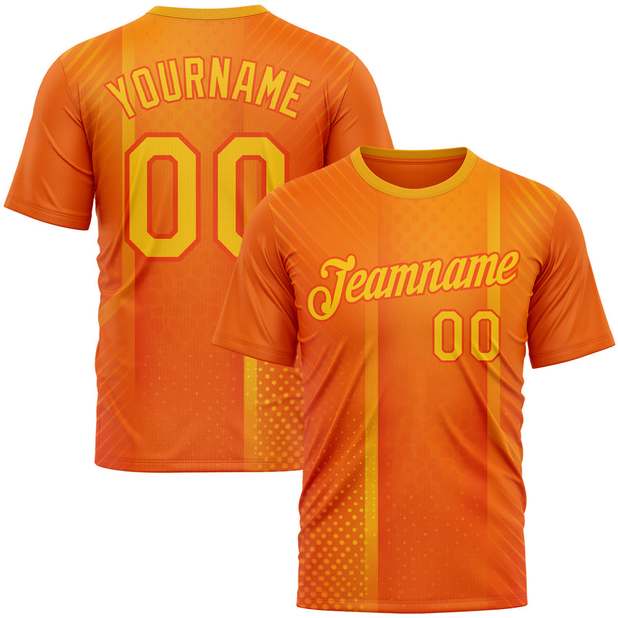 Custom Orange Yellow 3D Pattern Design Gradient Sportswear Performance T-Shirt