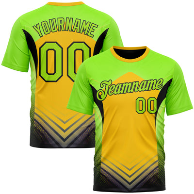 Custom Green Neon Green Yellow-Black 3D Pattern Design Color Block Arrow Sportswear Performance T-Shirt