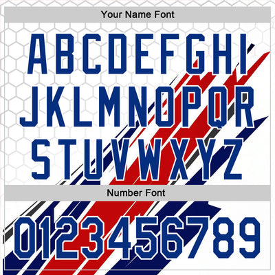 Custom Stitched White Royal-Red 3D Pattern Design American Inspired Abstract Geometric Honeycomb Shape Sportswear Pullover Sweatshirt Hoodie