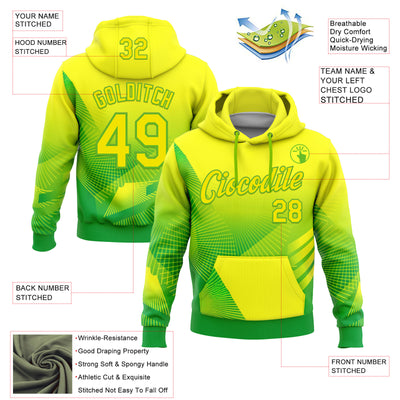 Custom Stitched Yellow Light Yellow Green-Aurora Green 3D Pattern Design Brazil Inspired Geometric Shape Sportswear Pullover Sweatshirt Hoodie
