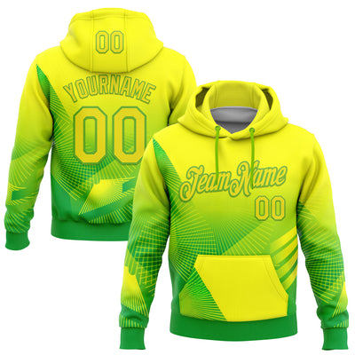 Custom Stitched Yellow Light Yellow Green-Aurora Green 3D Pattern Design Brazil Inspired Geometric Shape Sportswear Pullover Sweatshirt Hoodie