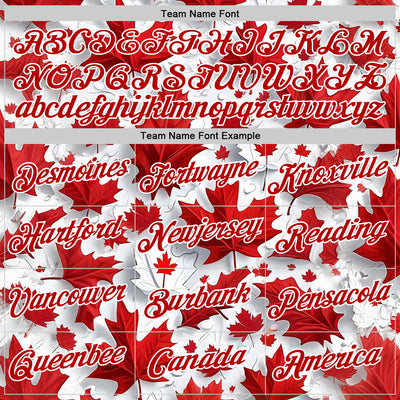 Custom Stitched White Red 3D Pattern Design Canada Maple Sportswear Pullover Sweatshirt Hoodie