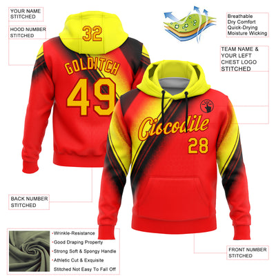 Custom Stitched Red Yellow-Black 3D Pattern Design Germany Inspired Abstract Geometric Honeycomb Shape Sportswear Pullover Sweatshirt Hoodie