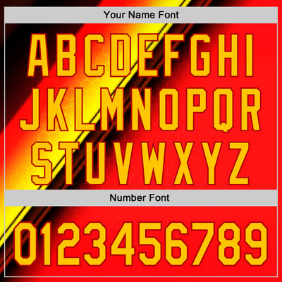 Custom Stitched Red Yellow-Black 3D Pattern Design Germany Inspired Abstract Geometric Honeycomb Shape Sportswear Pullover Sweatshirt Hoodie