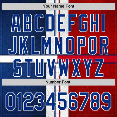 Custom Stitched White Royal Blue-Red 3D Pattern Design American Inspired Geometric Shape Sportswear Pullover Sweatshirt Hoodie