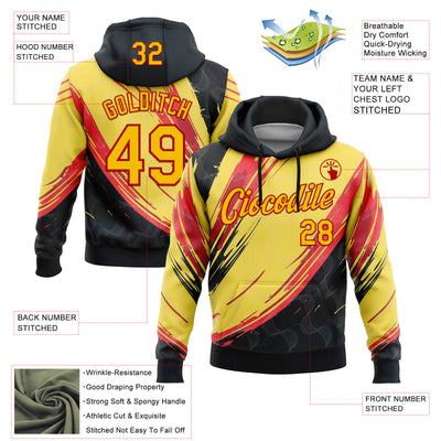Custom Stitched Yellow Black-Red 3D Pattern Design Germany Inspired Abstract Line Sportswear Pullover Sweatshirt Hoodie