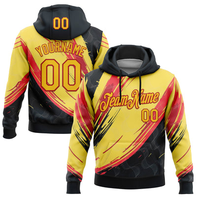 Custom Stitched Yellow Black-Red 3D Pattern Design Germany Inspired Abstract Line Sportswear Pullover Sweatshirt Hoodie