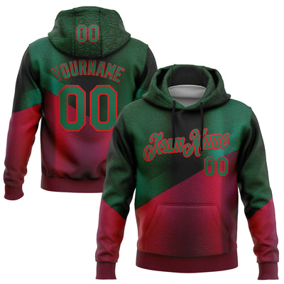 Custom Stitched Green Kelly Green-Red 3D Pattern Design Mexico Abstract Sportswear Pullover Sweatshirt Hoodie