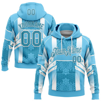 Custom Stitched Blue Panther Blue-White 3D Pattern Design Argentine Inspired Geometric Shape Sportswear Pullover Sweatshirt Hoodie