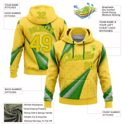 Custom Stitched Yellow Green-Aurora Green 3D Pattern Design Brazil Inspired Geometric Shape Sportswear Pullover Sweatshirt Hoodie