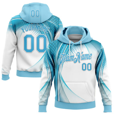 Custom Stitched Blue Sky Blue-White 3D Pattern Design Argentine Inspired Geometric Shape Sportswear Pullover Sweatshirt Hoodie