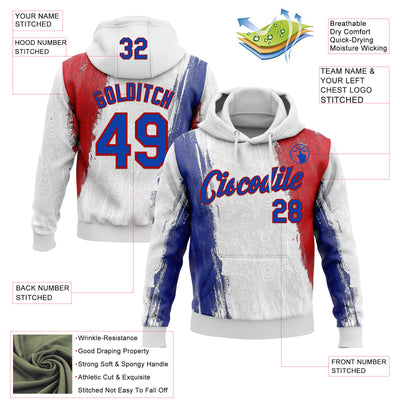 Custom Stitched White Thunder Blue-Red 3D Pattern Design American Inspired Ethnic Paisley Bandana Sportswear Pullover Sweatshirt Hoodie