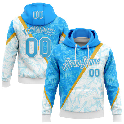 Custom Stitched Blue Sky Blue-White 3D Pattern Design Argentine Inspired Graffiti Sportswear Pullover Sweatshirt Hoodie