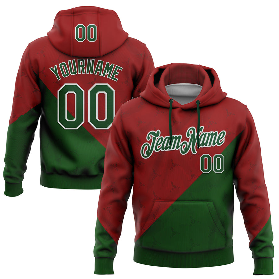 Custom Stitched Red Green-White 3D Pattern Design Mexico Subtle Sportswear Pullover Sweatshirt Hoodie
