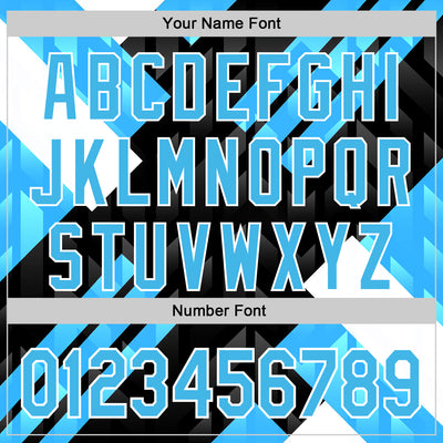 Custom Stitched Black Sky Blue Blue-White 3D Pattern Design Chelsea Argentine Inspired Geometric Shape Sportswear Pullover Sweatshirt Hoodie