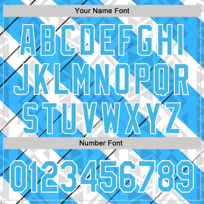 Custom Stitched White Sky Blue Black-Blue 3D Pattern Design Argentine Inspired Geometric Tribal Shape Sportswear Pullover Sweatshirt Hoodie