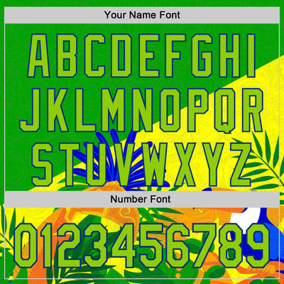 Custom Stitched Green Neon Green Yellow-Royal 3D Pattern Design Brazil Inspired Tropical Plants Sportswear Pullover Sweatshirt Hoodie