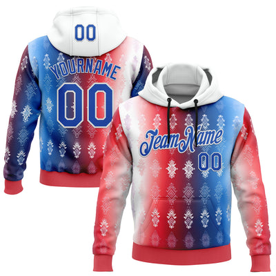 Custom Stitched Red Thunder Blue-White 3D Pattern Design American Inspired Geometric Tribal Shape Sportswear Pullover Sweatshirt Hoodie