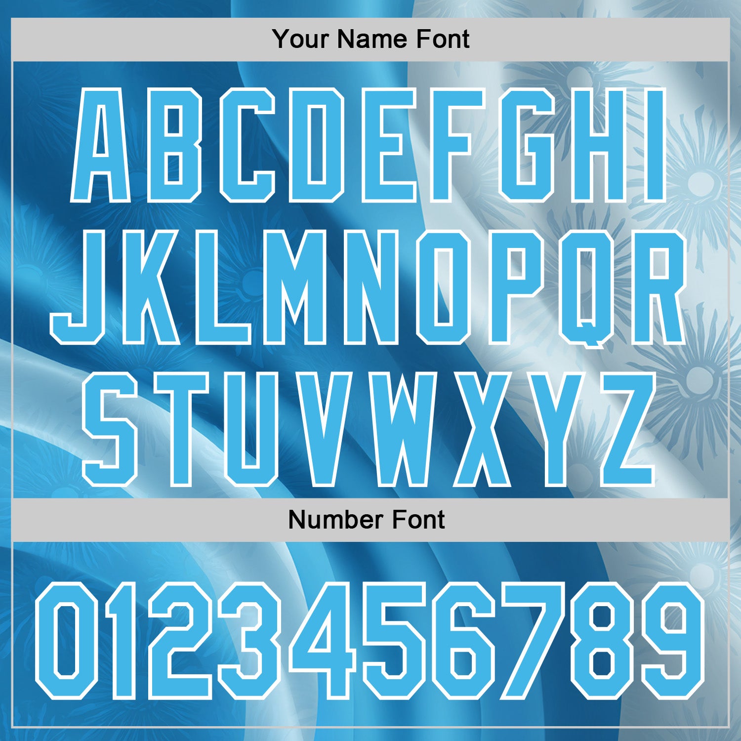 Custom Stitched Blue Sky Blue-White 3D Pattern Design Argentine Inspired Subtle Floral Sportswear Pullover Sweatshirt Hoodie