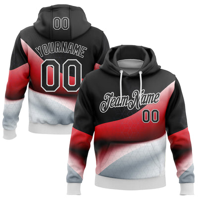 Custom Stitched Black Red-White 3D Pattern Design Germany Inspired Geometric Shape Sportswear Pullover Sweatshirt Hoodie