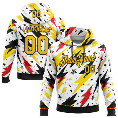 Custom Stitched White Yellow Red-Black 3D Pattern Design Germany Inspired Graffiti Sportswear Pullover Sweatshirt Hoodie