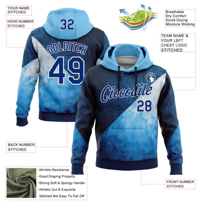 Custom Stitched Blue Royal-White 3D Pattern Design Argentine Inspired Geometric Tribal Watercolor Sportswear Pullover Sweatshirt Hoodie