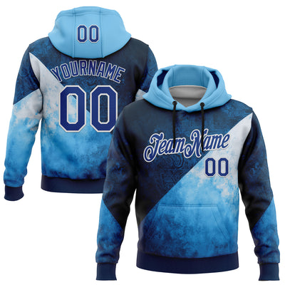 Custom Stitched Blue Royal-White 3D Pattern Design Argentine Inspired Geometric Tribal Watercolor Sportswear Pullover Sweatshirt Hoodie
