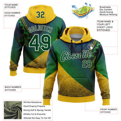 Custom Stitched Yellow Green-White 3D Pattern Design Brazil Inspired Tribal Sportswear Pullover Sweatshirt Hoodie