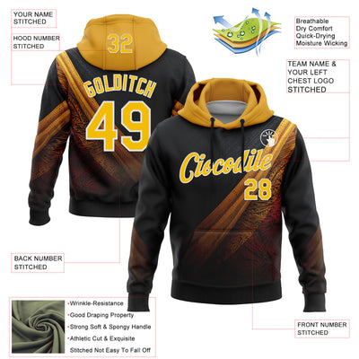 Custom Stitched Black Yellow-White 3D Pattern Design Germany Inspired Tribal Sportswear Pullover Sweatshirt Hoodie