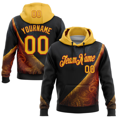 Custom Stitched Black Yellow-Red 3D Pattern Design Germany Inspired Tribal Sportswear Pullover Sweatshirt Hoodie