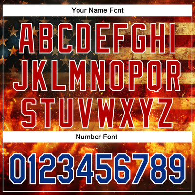 Custom Stitched Red Royal-White 3D American Flag Retro Distressed Flame Grunge Sports Pullover Sweatshirt Hoodie