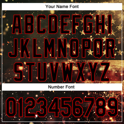 Custom Stitched Black Red 3D American Flag Retro Distressed Sparkle Grunge Sports Pullover Sweatshirt Hoodie