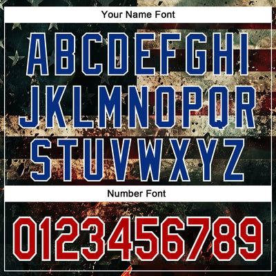 Custom Stitched Black Red Royal-White 3D American Flag Retro Distressed Grunge Sports Pullover Sweatshirt Hoodie